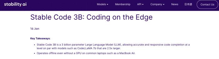 Stability AI开年首个大模型：专写代码，支持18种编程语言，上下文100K，苹果笔记本离线就能跑