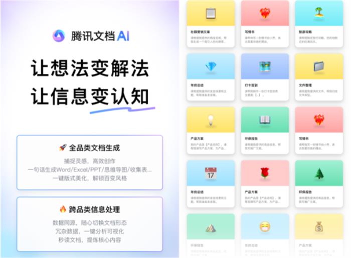 腾讯文档智能助手开启公测，AI创作全面应用于协同办公场景