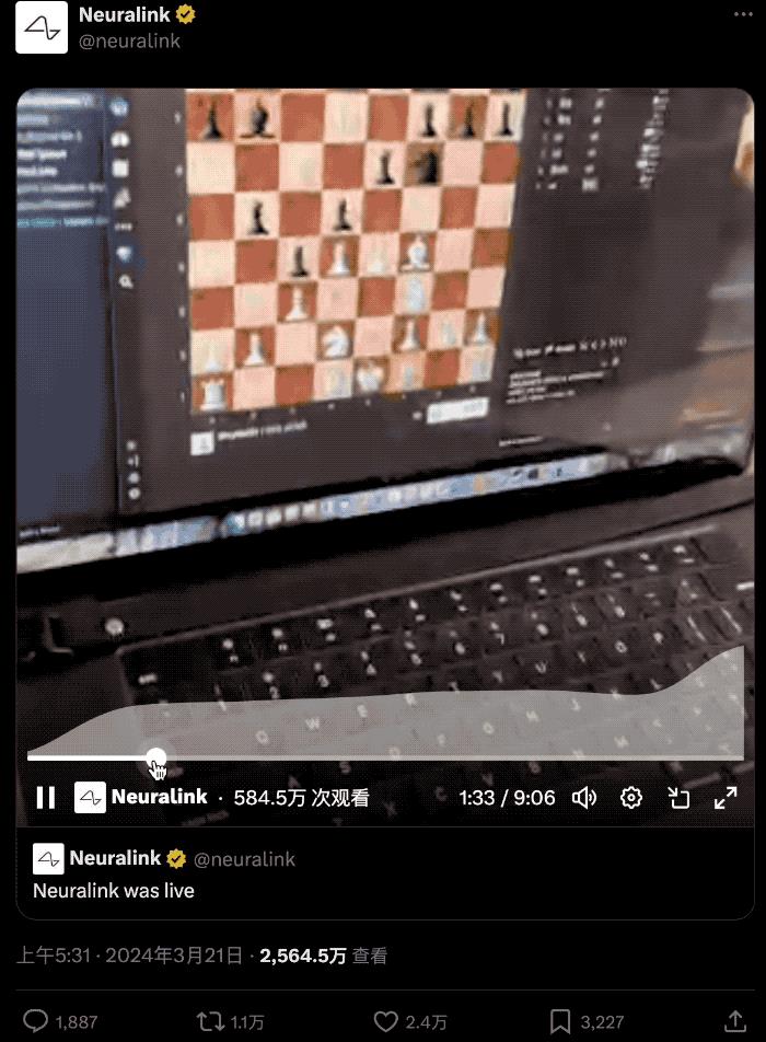 脑后插管玩《文明6》！马斯克Neuralink首个人类患者，直播意念下象棋