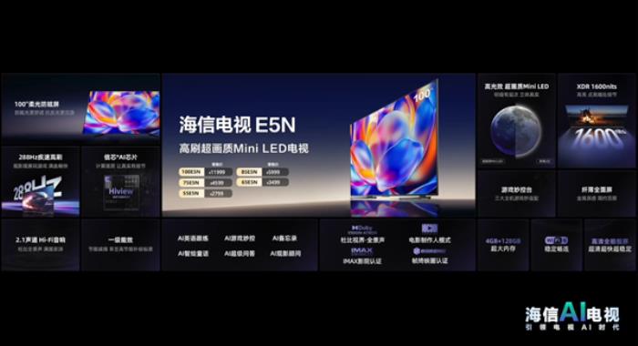 普及100寸 打造画质新标杆！海信发布新一代AI电视：原生4K 144Hz高刷屏加持