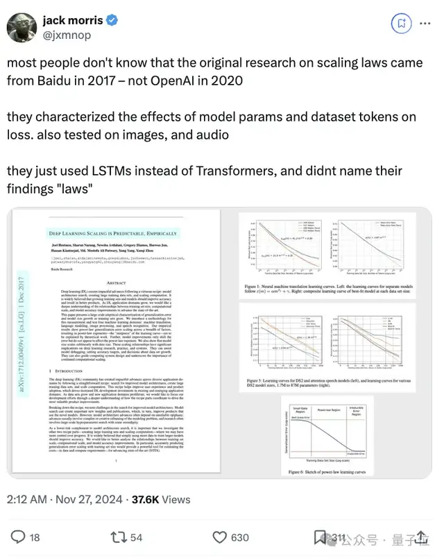 Scaling Law百度最早提出！OpenAI/Claude受它启发，致谢中有Ilya