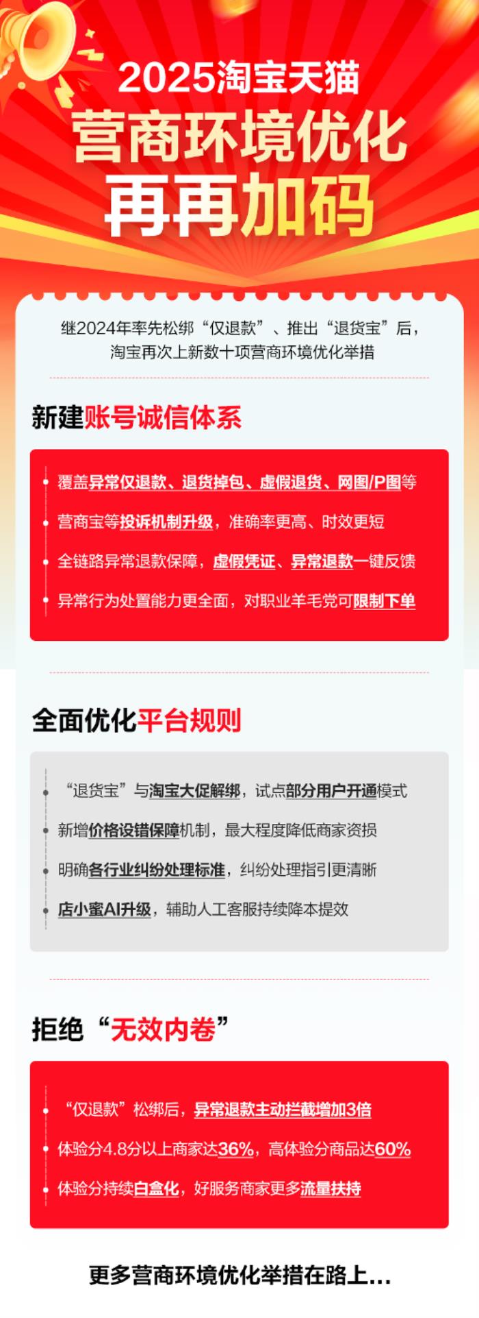 淘宝天猫官宣建立账号诚信体系等数十项举措，含店小蜜AI产品升级